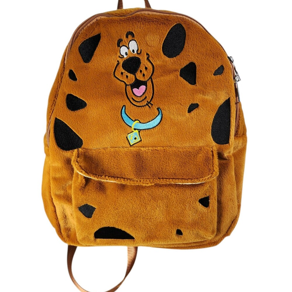 Scooby-Doo Plush Fuzzy Brown Character Backpack Looney Tunes Tag Mini Bookbag